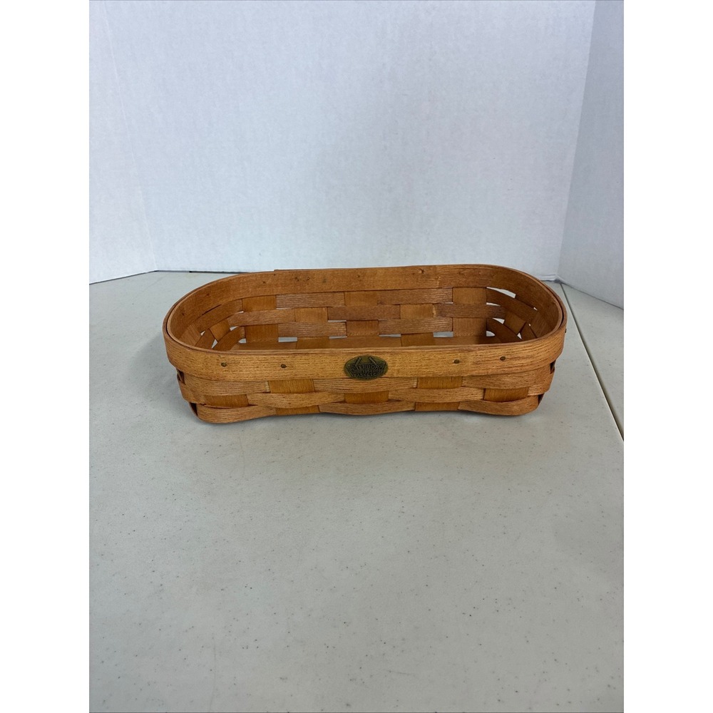 Peterboro Basket Co Handwoven Ash Wood Rectangular Storage Made in USA Brass‎